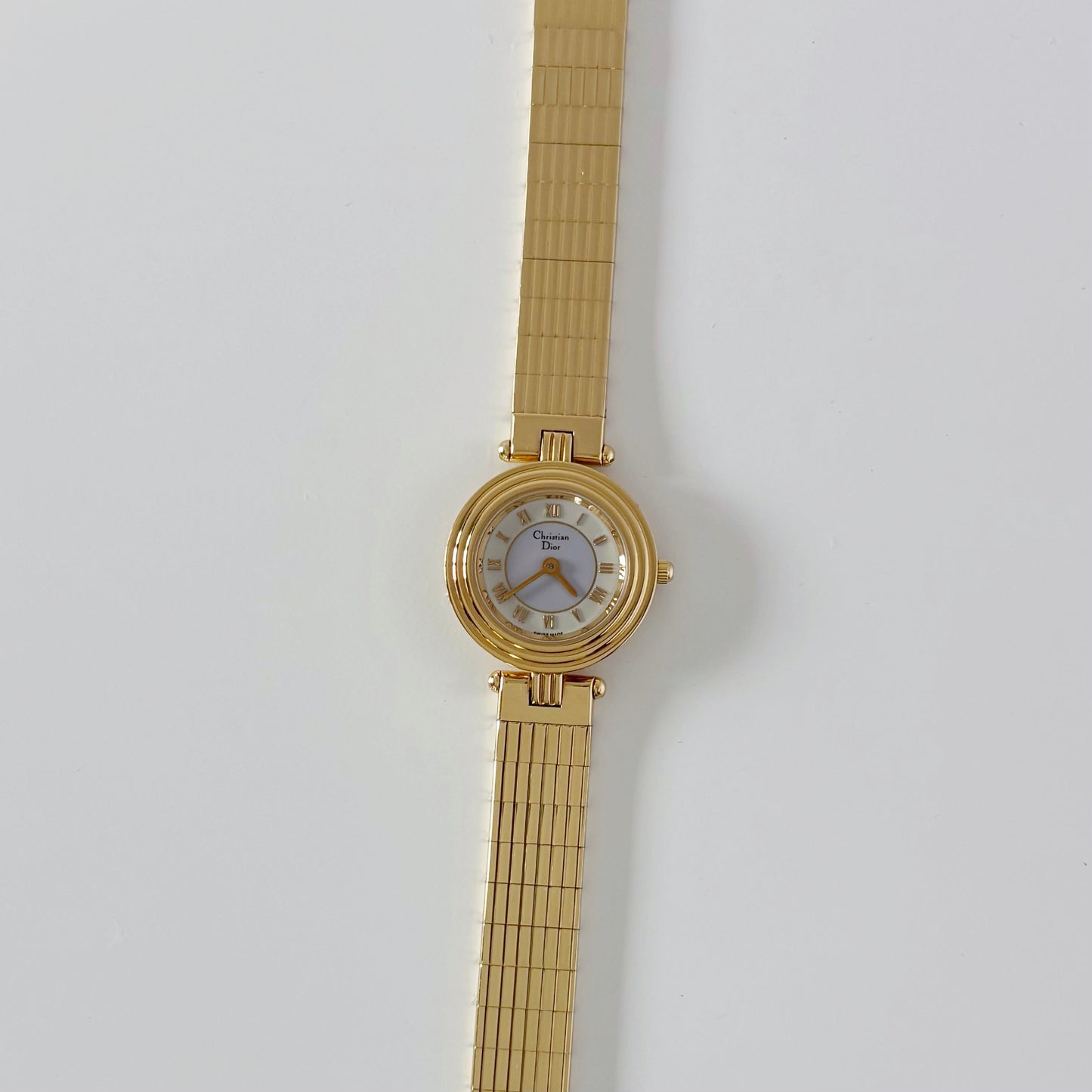 Dior 1990s Round Dial Gold Plated Watch