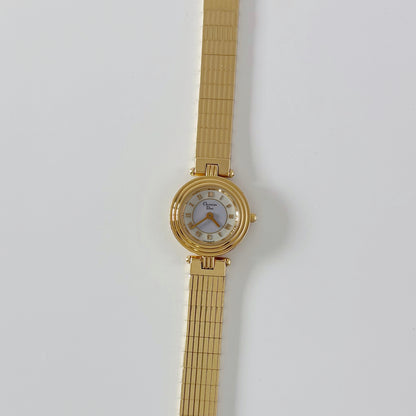 Dior 1990s Round Dial Gold Plated Watch