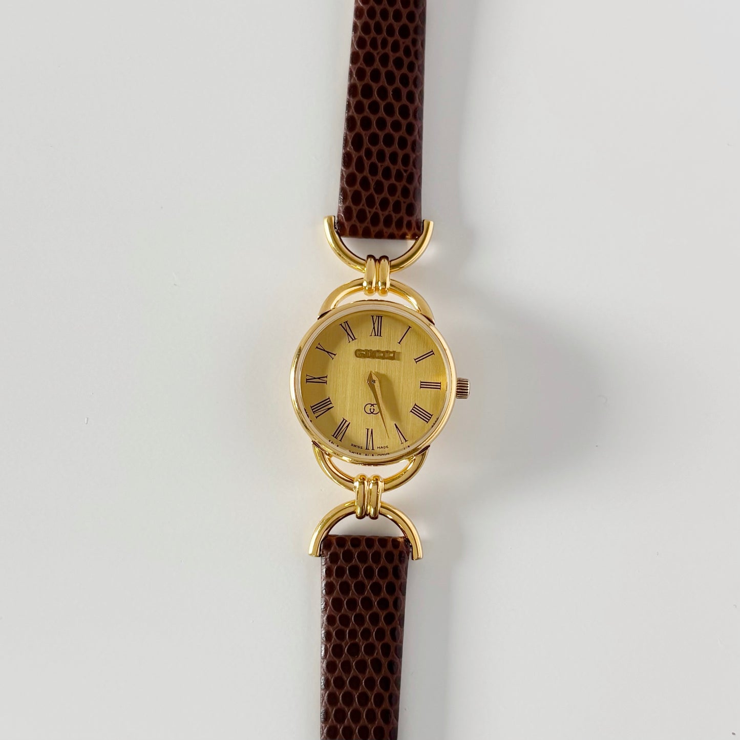 Gucci 1990s Gold Dial Gold Plated Horsebit Watch