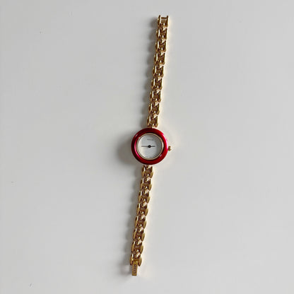 Gucci 1990s Interchangeable Bezel Gold Plated Watch with 6 bezels, case (165mm)