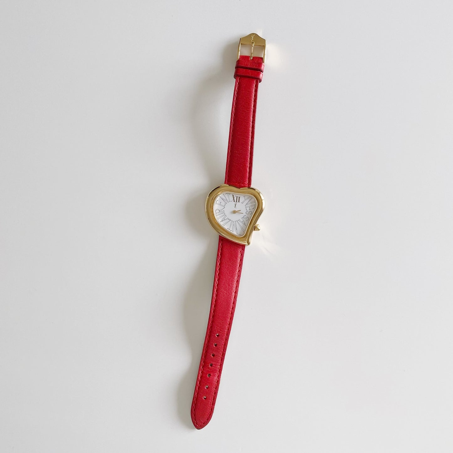 Yves Saint Laurent 1990s Heart Shaped Gold Plated Watch