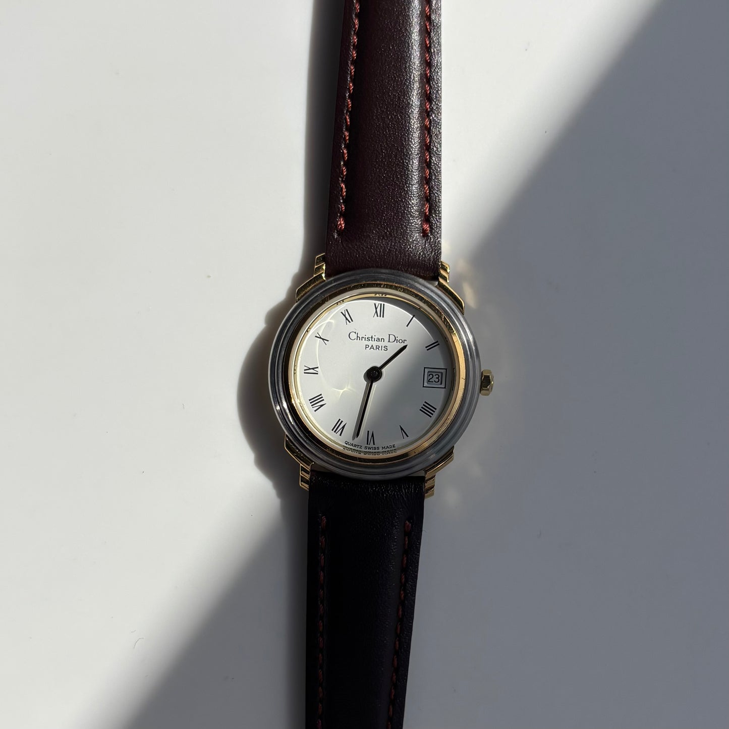 Dior 1990s Round Dial Date Two Tone Watch