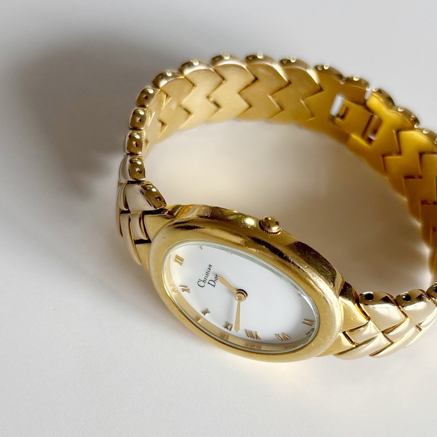 Dior 1990s Oval Dial Gold Plated Watch