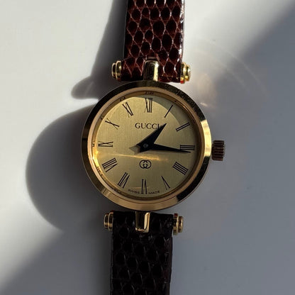 Gucci 1990s Round Dial Gold Plated Watch