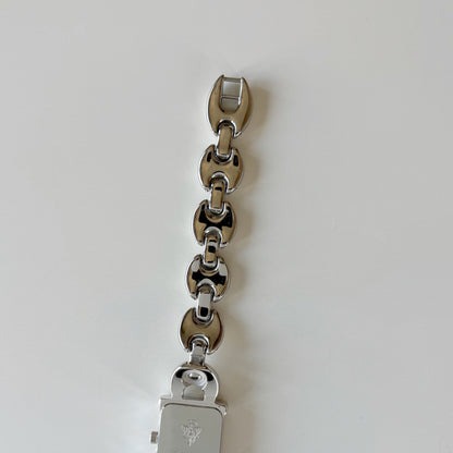 Gucci 1990s Interchangeable Strap Silver Watch with 3 straps, case