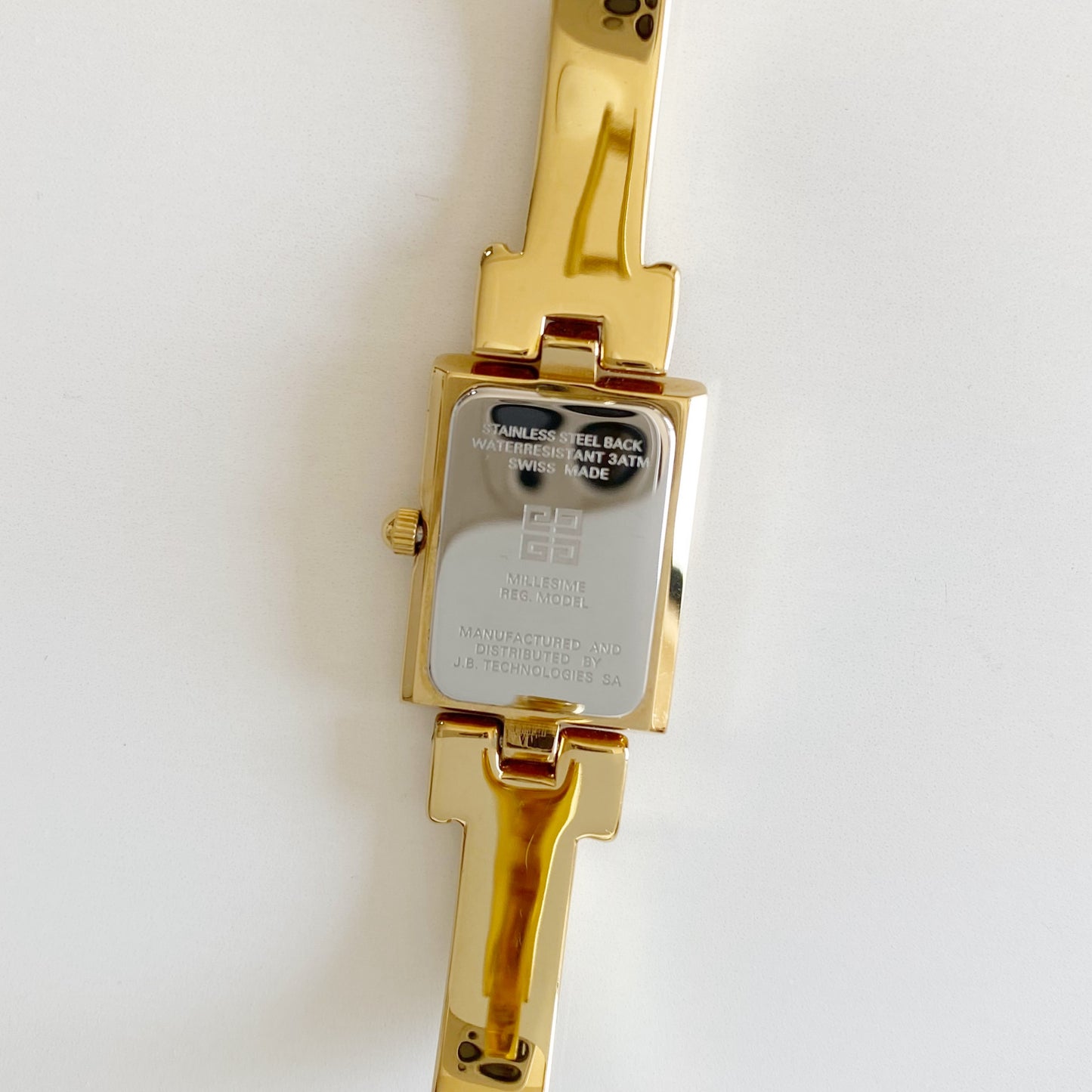Givenchy 1990s Navy Dial Gold Plated Bangle Watch