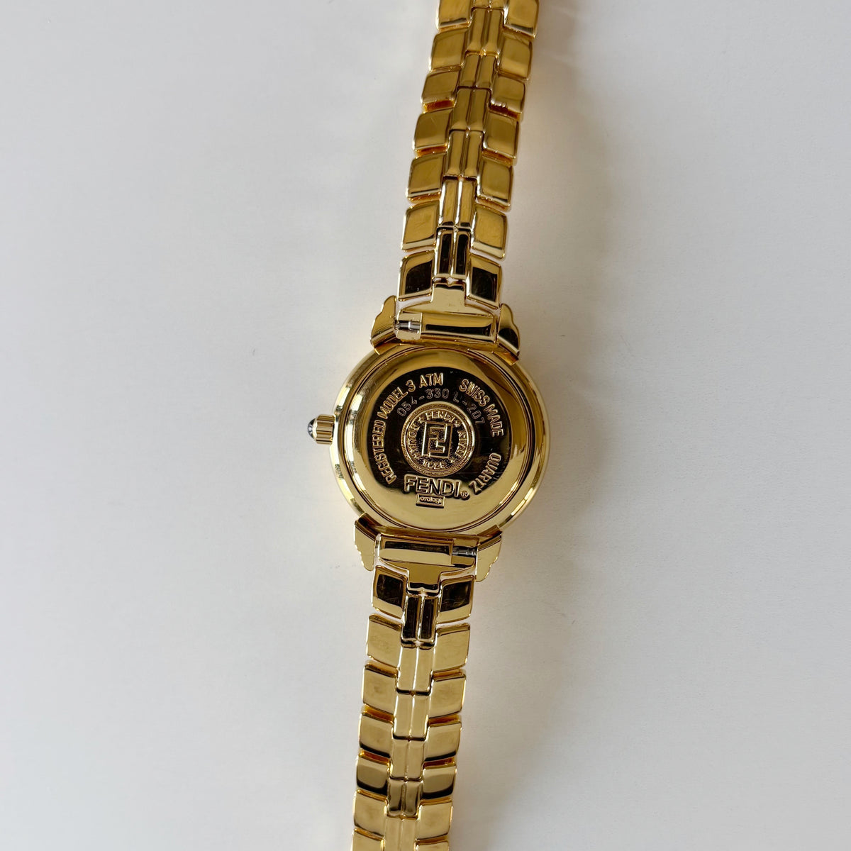 Fendi 1990s Round Dial Gold Plated Watch