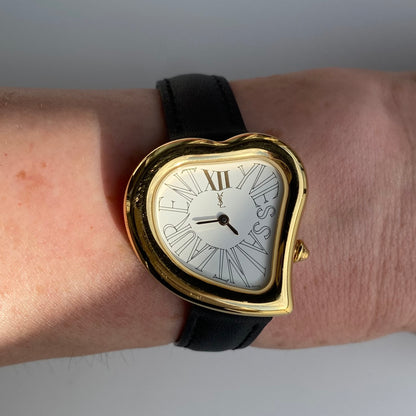Yves Saint Laurent 1990s Heart Shaped Dial Gold Plated Watch