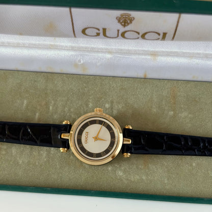 Gucci 1990s Sherry Round Dial Gold Plated Watch