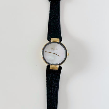 Dior 1990s Seashell Dial Gold Plated Watch
