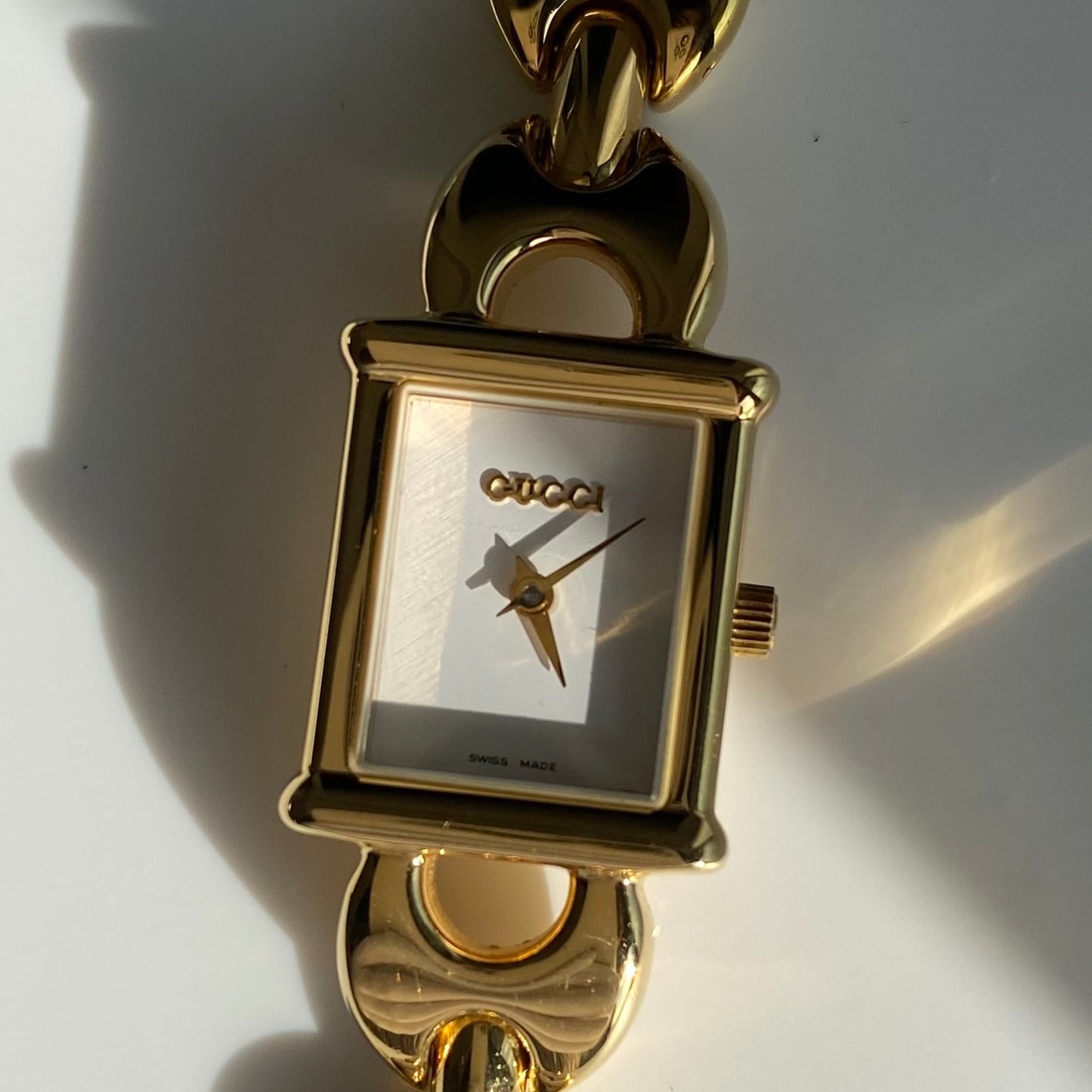 Gucci 1990s Interchangeable Belt Gold Plated Watch with 3 straps, case