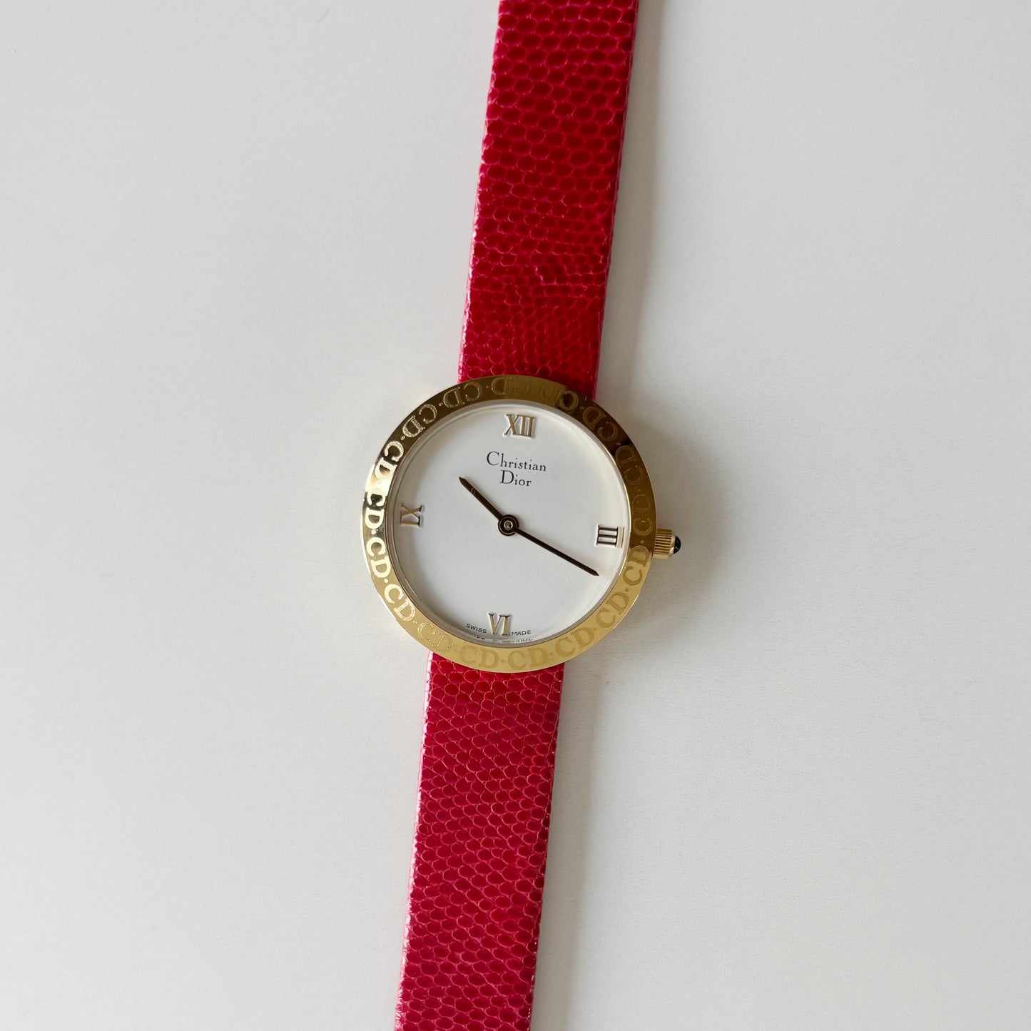 Dior 1990s Round Dial Gold Plated Watch