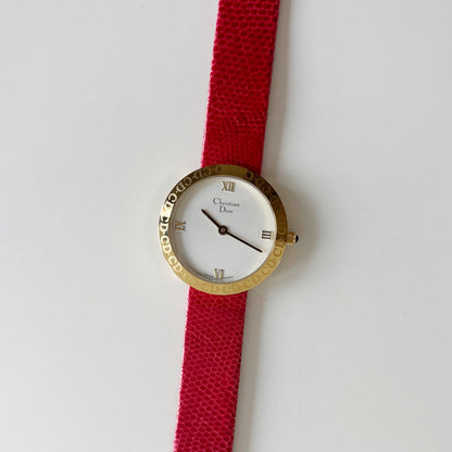 Dior 1990s Round Dial Gold Plated Watch