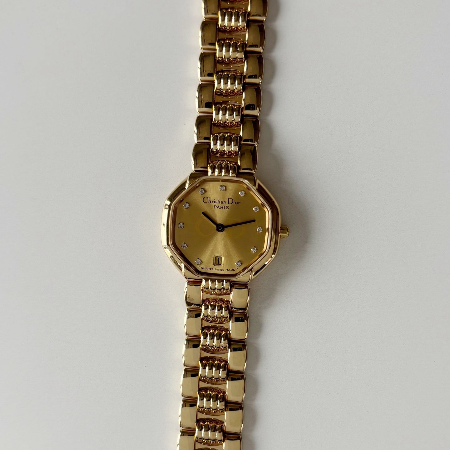 Dior 1990s Octagon Gold Plated Watch