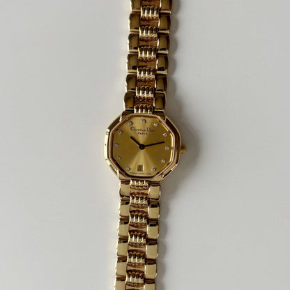 Dior 1990s Octagon Gold Plated Watch