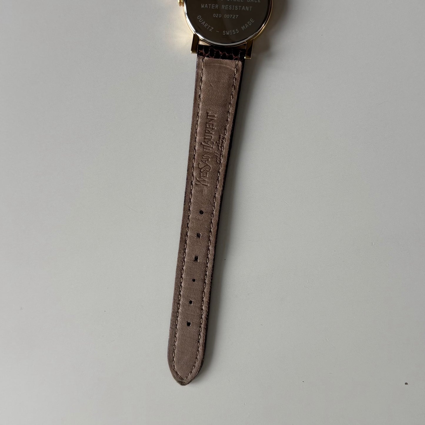 Yves Saint Laurent 1990s YSL Logo Round Dial Gold Plated Watch