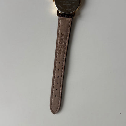 Yves Saint Laurent 1990s YSL Logo Round Dial Gold Plated Watch