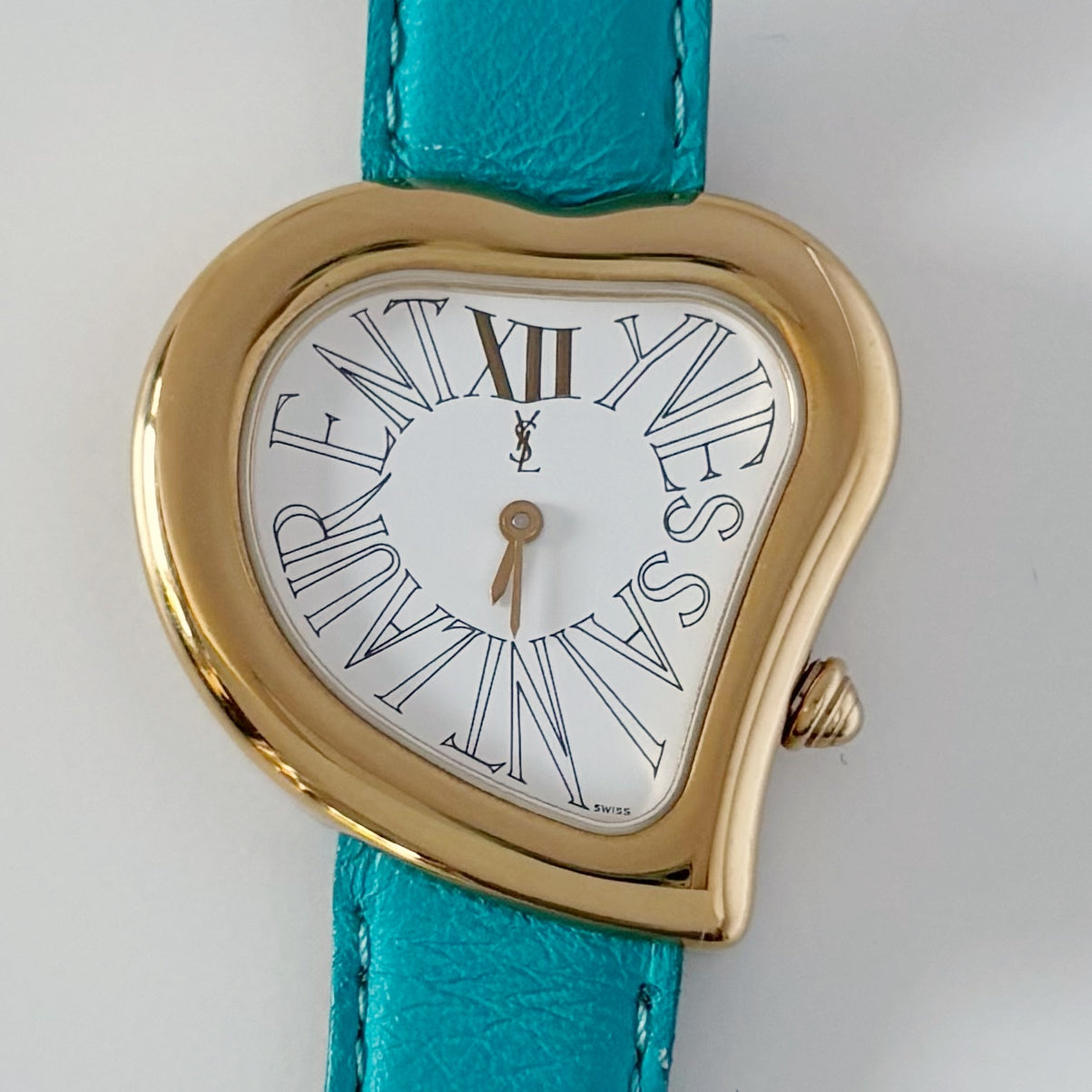 Yves Saint Laurent 1990s Hear Shaped Gold Plated Watch