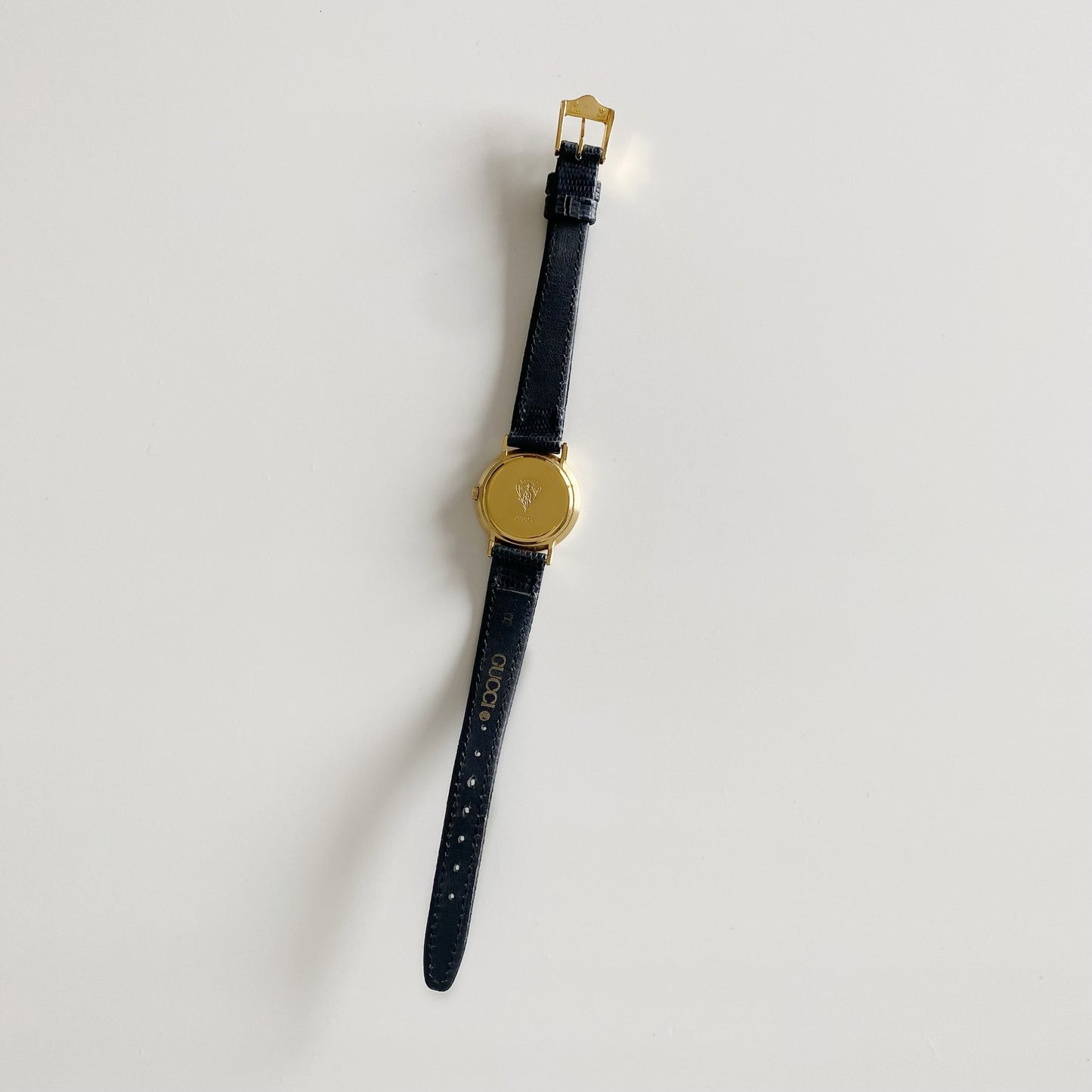 Gucci 1990s Black Dial Gold Plated Watch