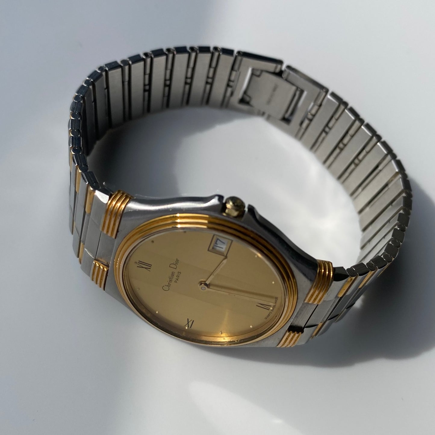 Dior 1990s Date Round Dial Two Tone Watch (Large)