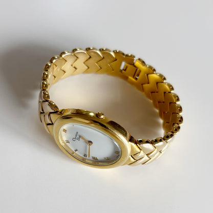 Dior 1990s Oval Dial Gold Plated Watch