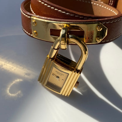 Hermes 1990s Kelly Gold Plated Watch