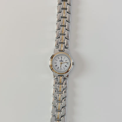 Fendi 1990s Date Round Dial Two Tone Watch