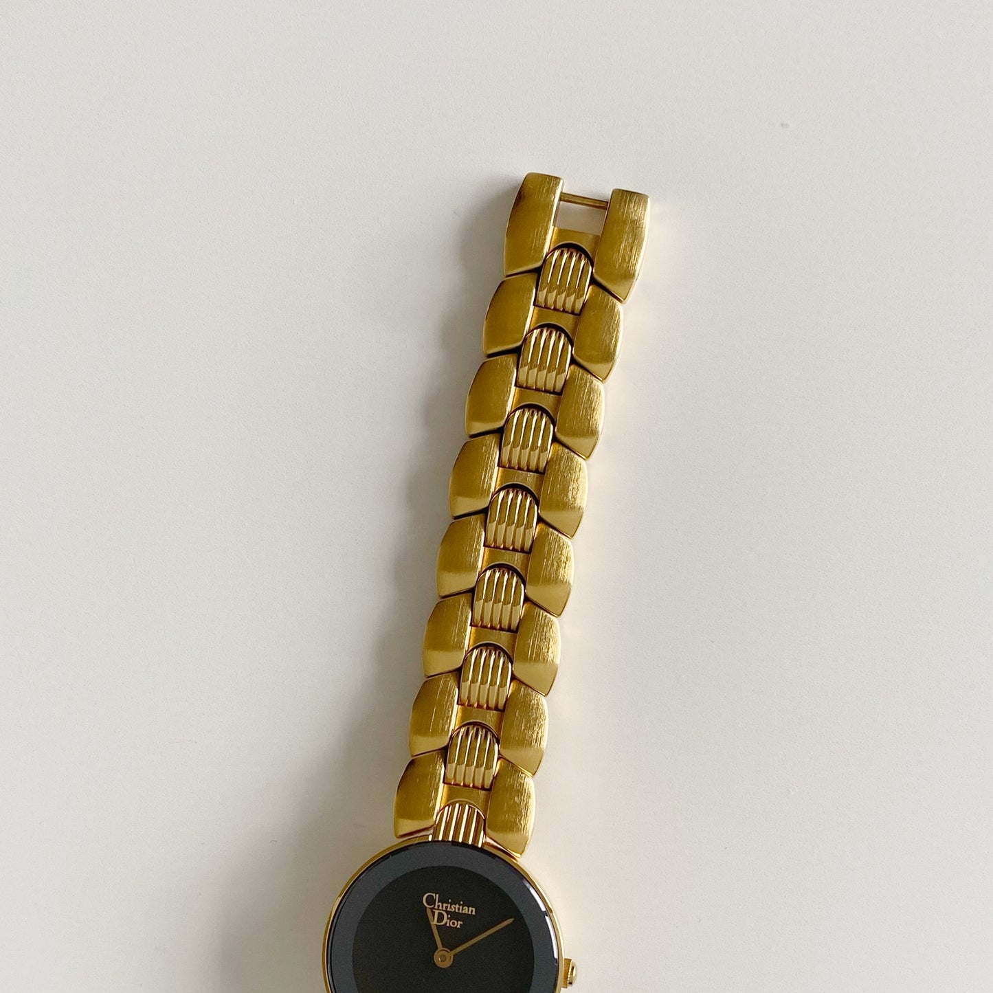 Dior 1990s Black Dial Gold Plated Watch
