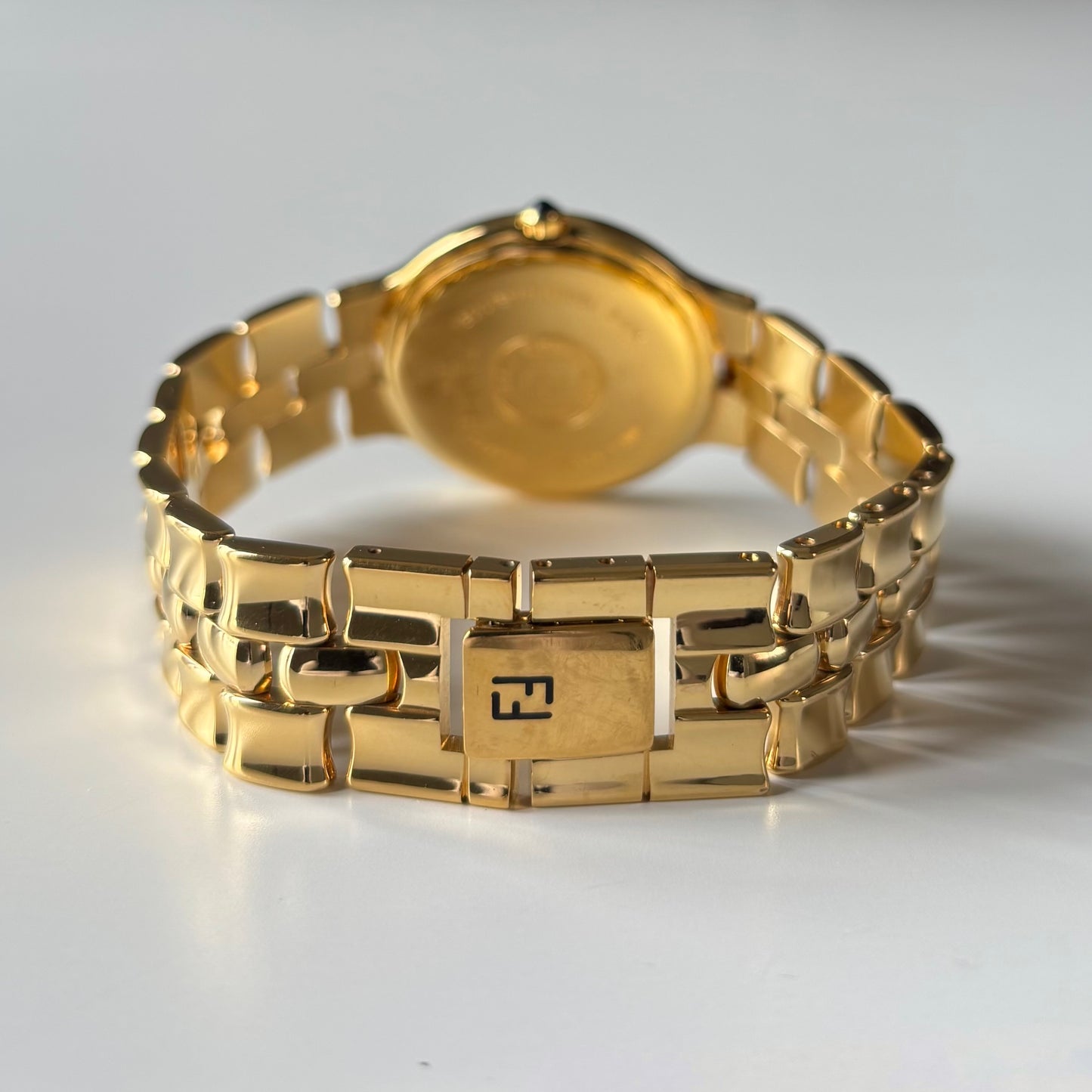 Fendi 1990s Date Round Dial Gold Plated Watch (Large)