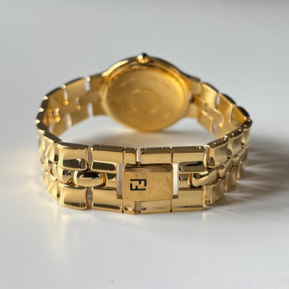 Fendi 1990s Date Round Dial Gold Plated Watch (Large)
