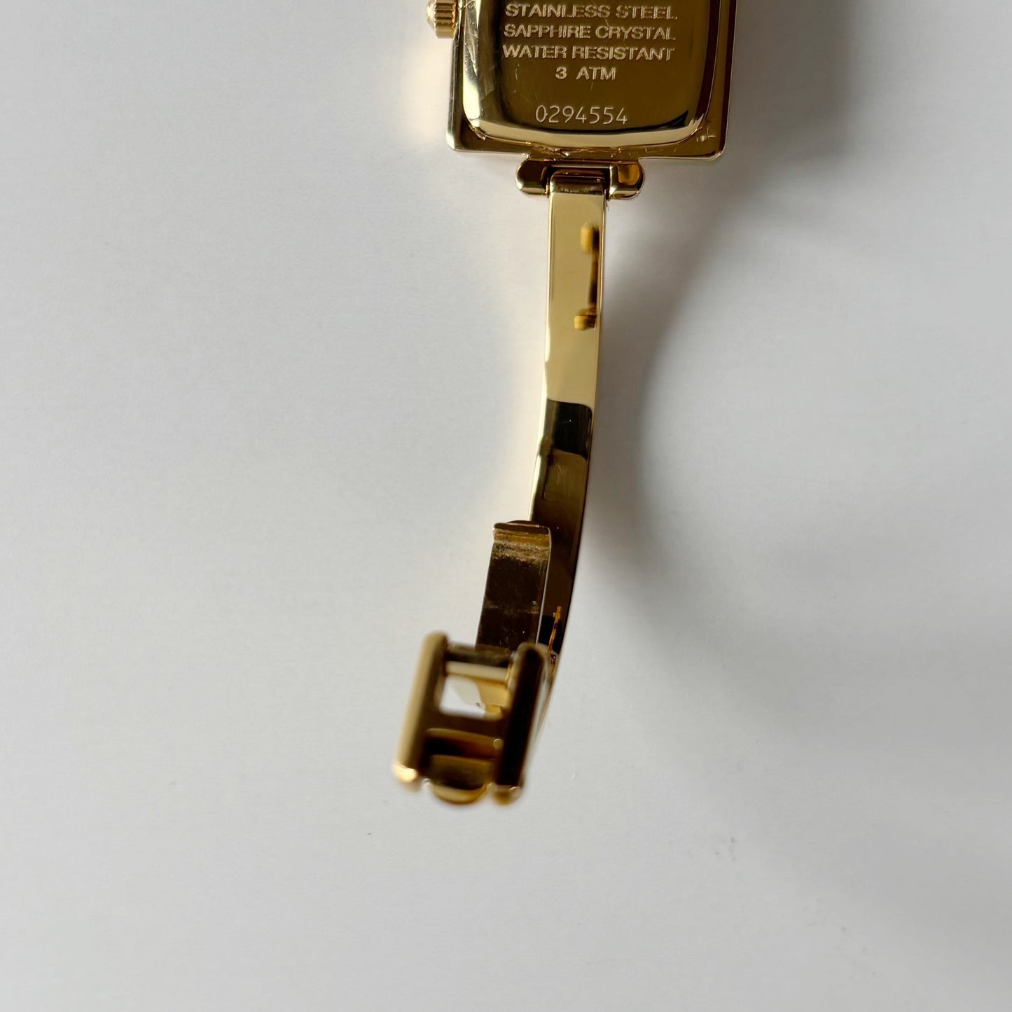 Gucci 1990s Square Dial Gold Plated Bangle Watch