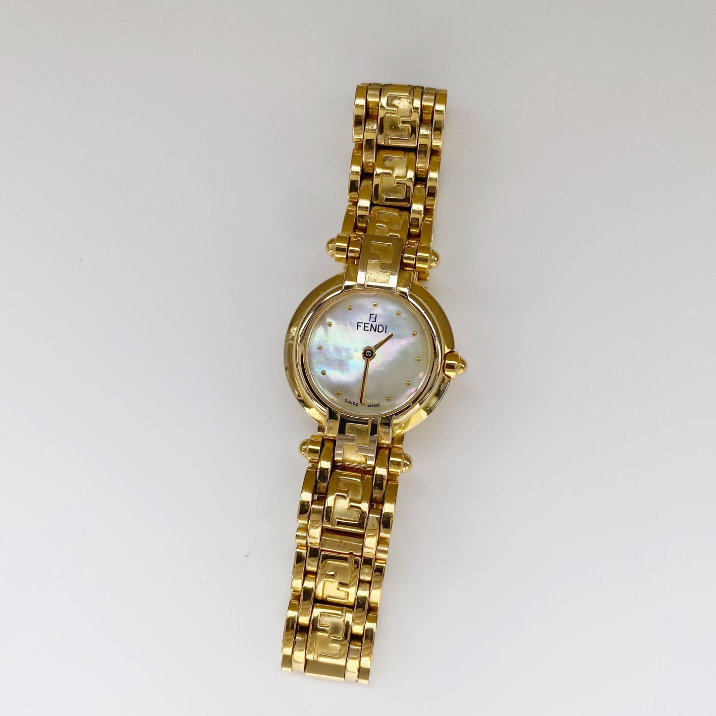 Fendi 1990s Seashell Gold Plated Watch