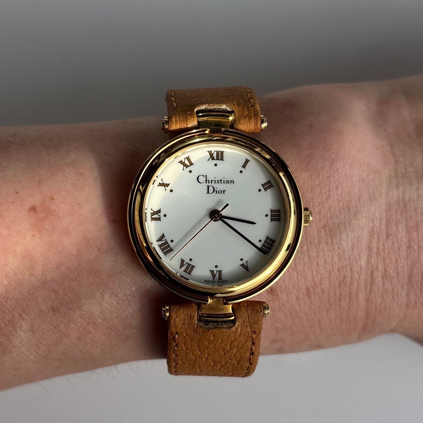 Dior 1990s Round Dial Gold Plated Watch (Large)