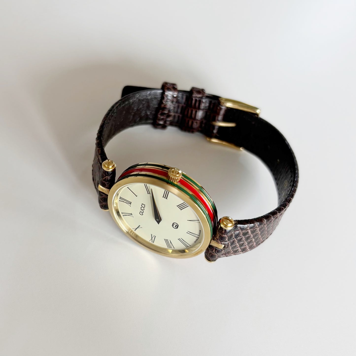 Gucci 1980s Sherry Round Dial Gold Plated Watch (Large)