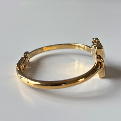 Gucci 1990s Square Dial Gold Plated Bangle Watch