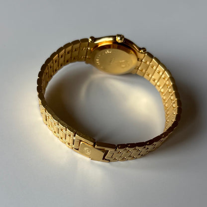Gucci 1990s Cream Dial Date Gold Plated Watch