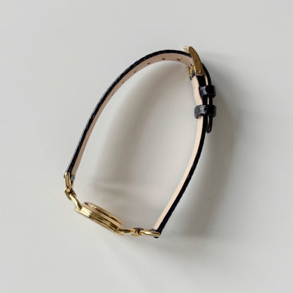 Gucci 1990s Round Dial Horsebit Gold Plated Watch