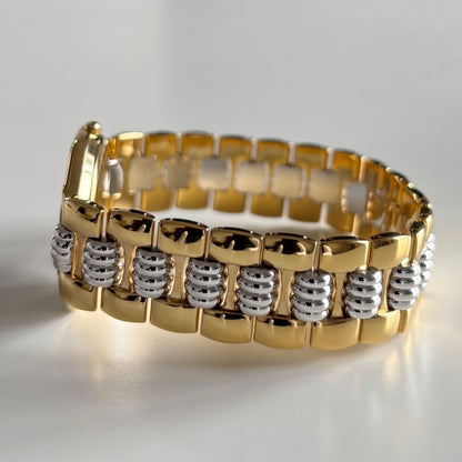 Dior 1990s Octagon Date Two Tone Gold Plated Watch (Large)