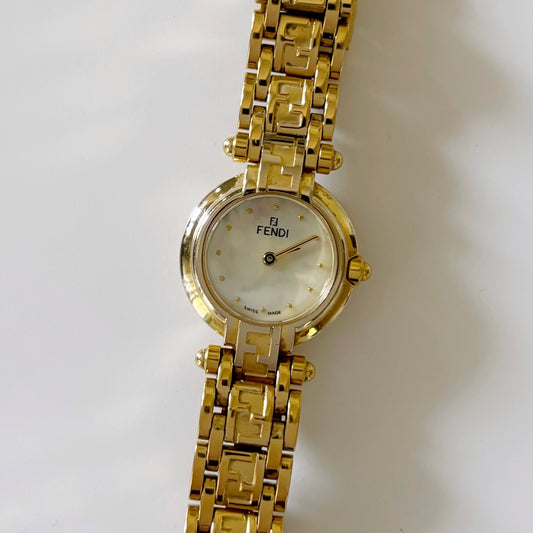 Fendi 1990s Seashell Gold Plated Watch