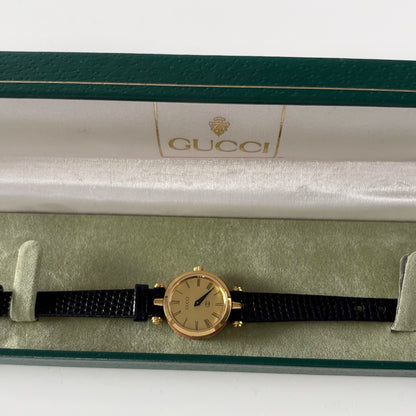 Gucci 1990s Round Dial Gold Plated Watch