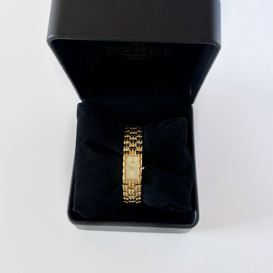 Fendi 1990s Gold Dial Gold Plated Watch
