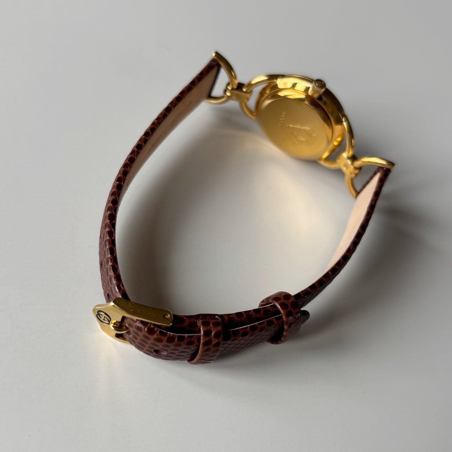 Gucci 1980s Cream Dial Gold Plated Horsebit Watch