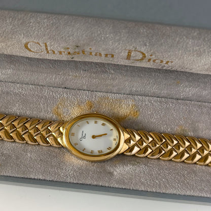 Dior 1990s Oval Dial Gold Plated Watch