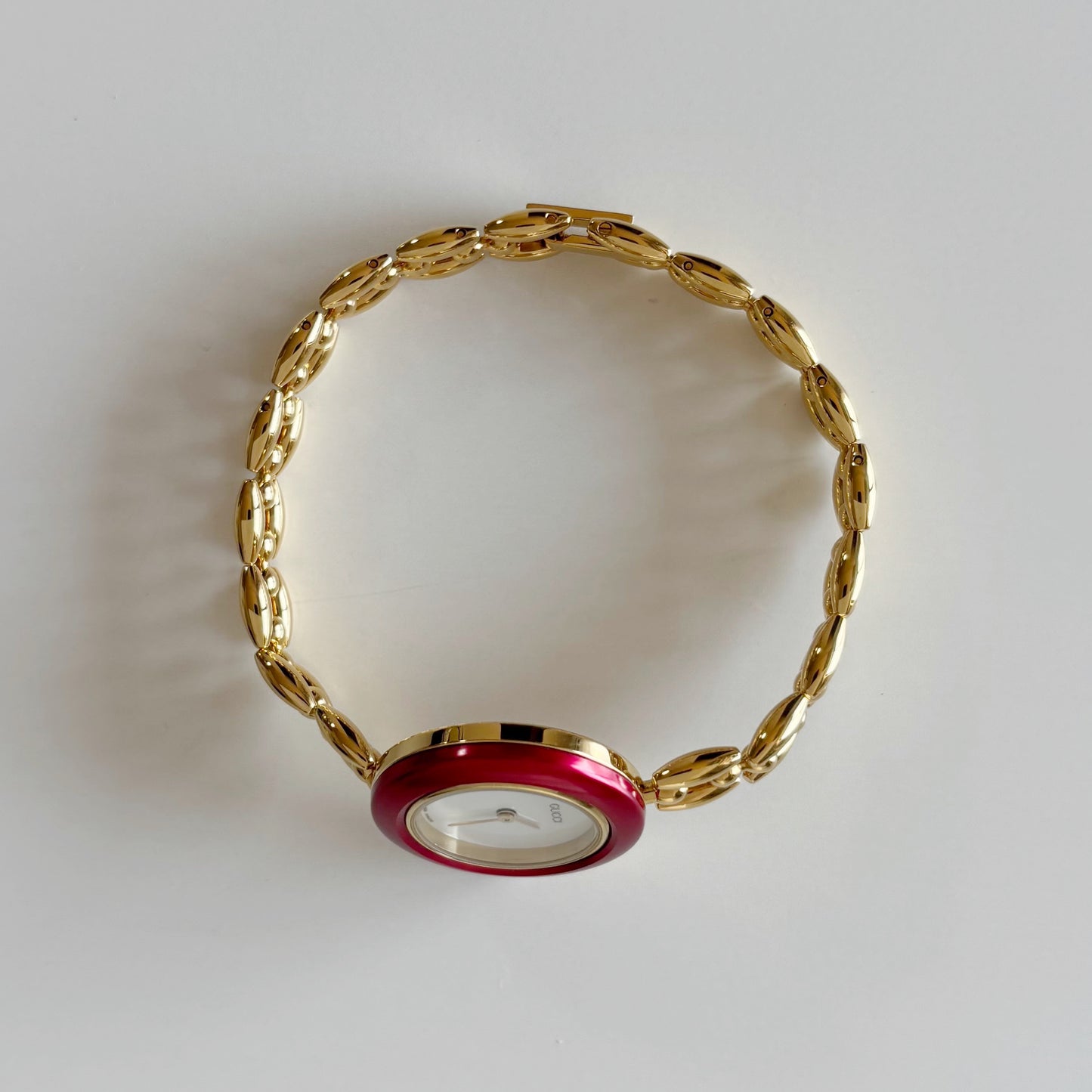 Gucci 1990s Interchangeable Bezel Gold Plated Rice Chain Watch with 6 bezels, case (175mm)