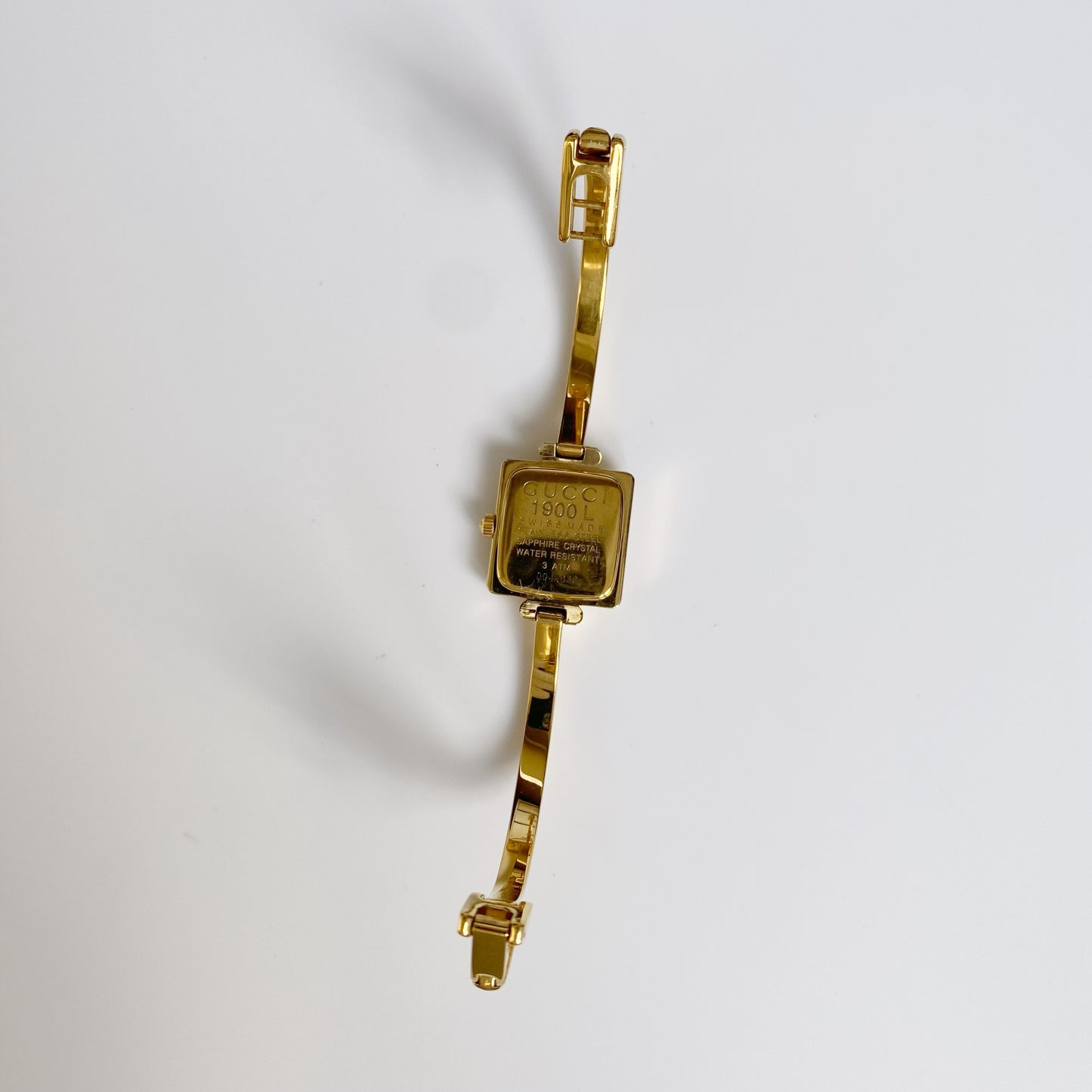 Gucci 1990s Square Gold Plated Bangle Watch