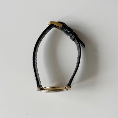 Gucci 1980s Black Round Dial Two Tone Watch