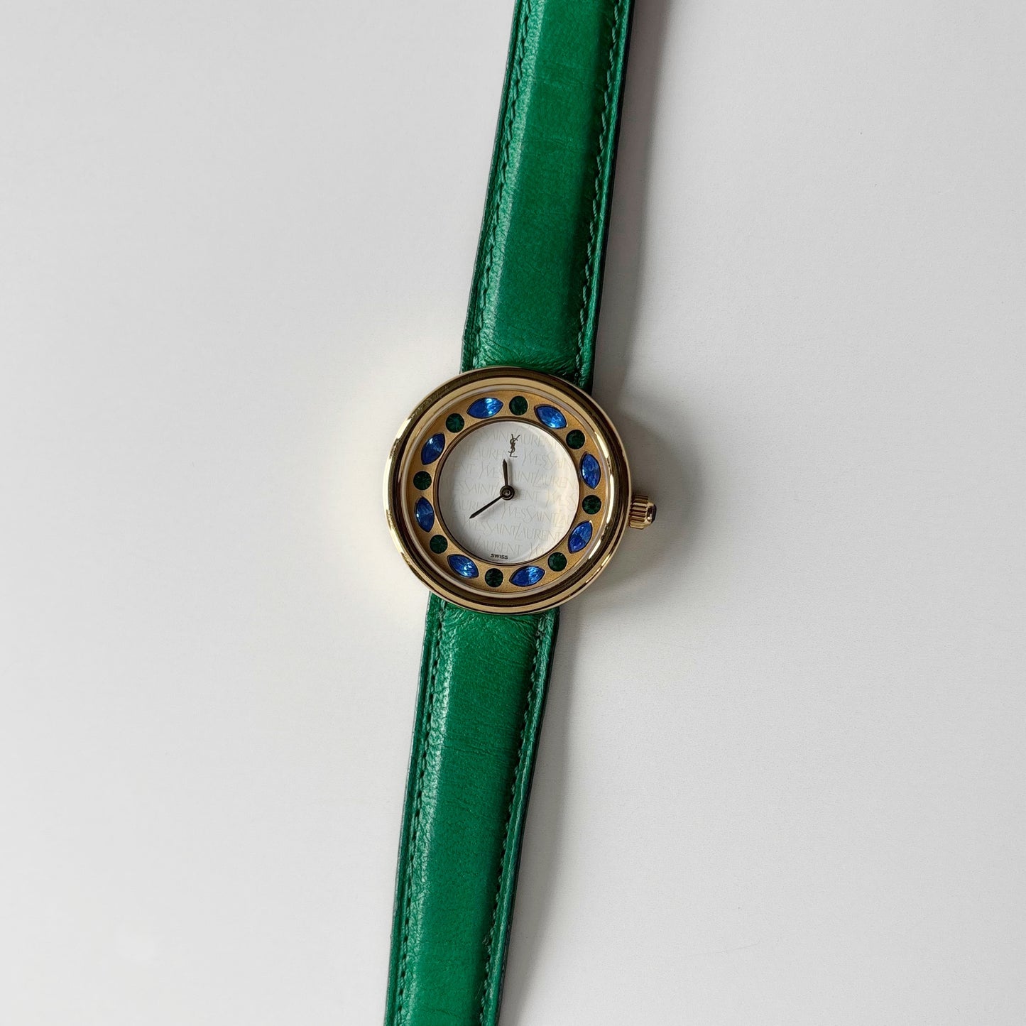 Yves Saint Laurent 1990s Round Dial Gold Plated Watch