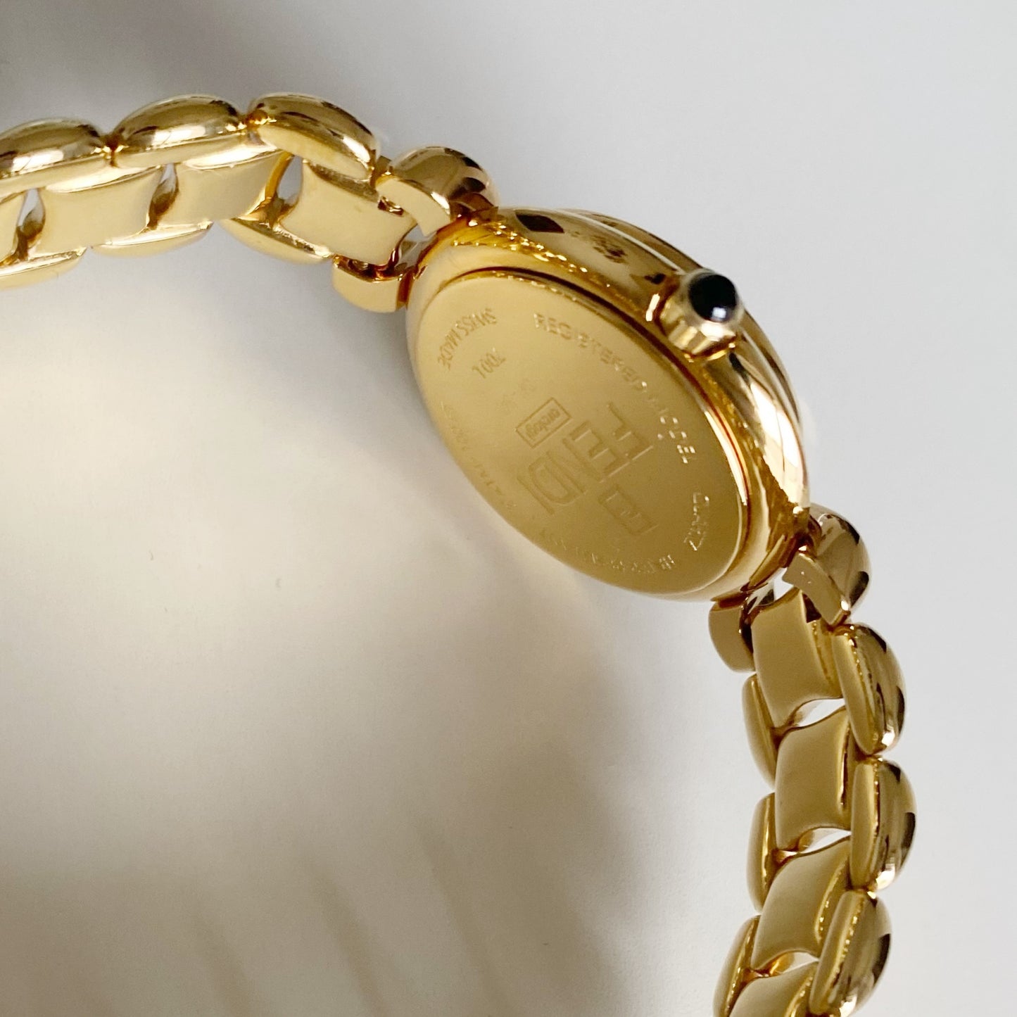 Fendi 1990s Seashell Dial Gold Plated Watch