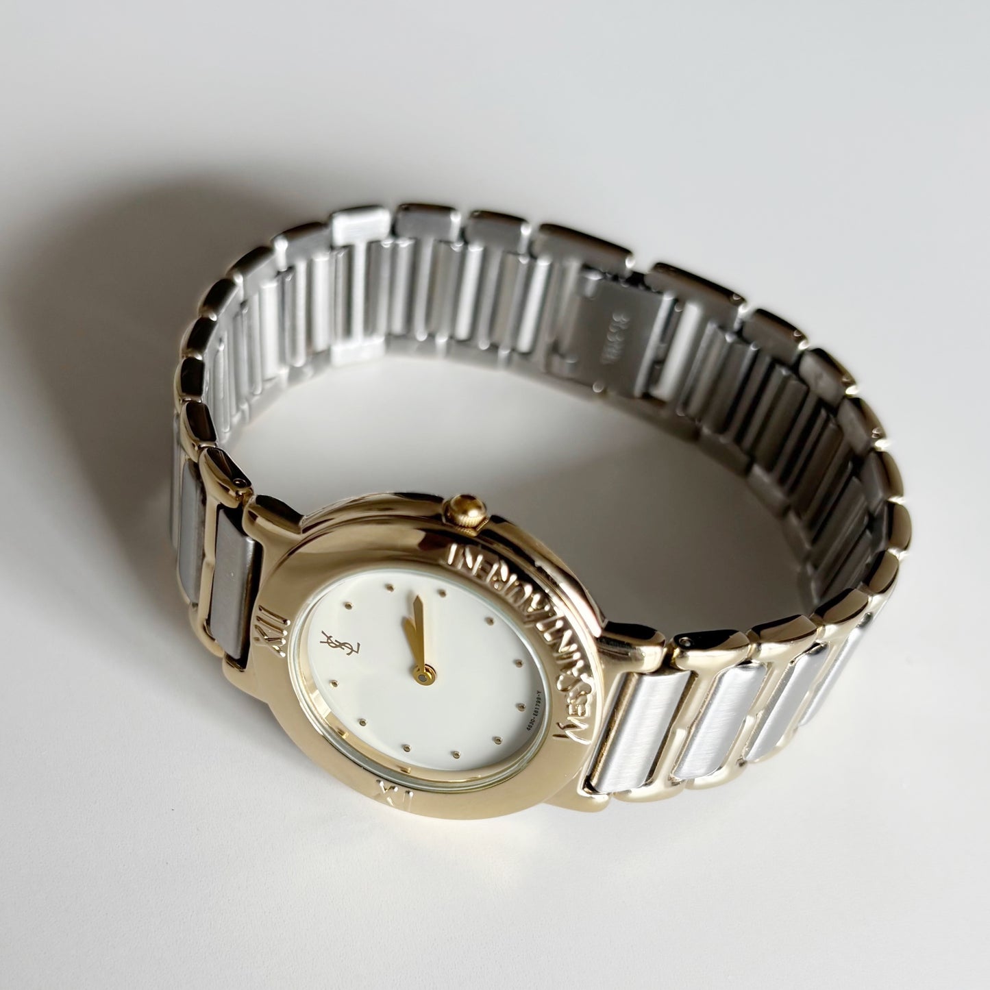 Yves Saint Laurent 1990s Round Dial Two Tone Watch (Large)