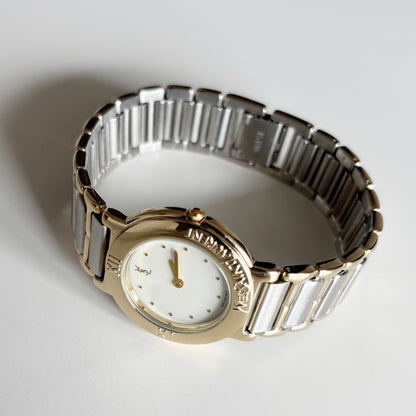 Yves Saint Laurent 1990s Round Dial Two Tone Watch (Large)